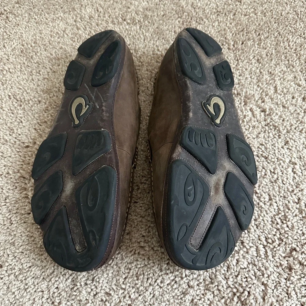 OluKai Moloa Slip On Loafer Mens 14 Brown Leather Casual Shoes 10128-6348